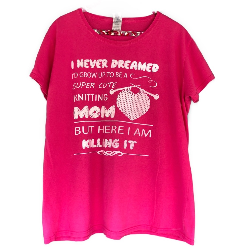 SUPER CUTE KNITTING MOM T-Shirt, 100% Cotton, 2XL, Vintage Crafters Tee Knitters